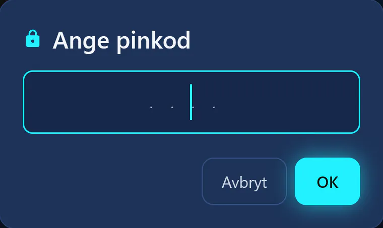 visiv i barnprofilen: Vid byte till en annan profil frågar visiv efter pinkoden.